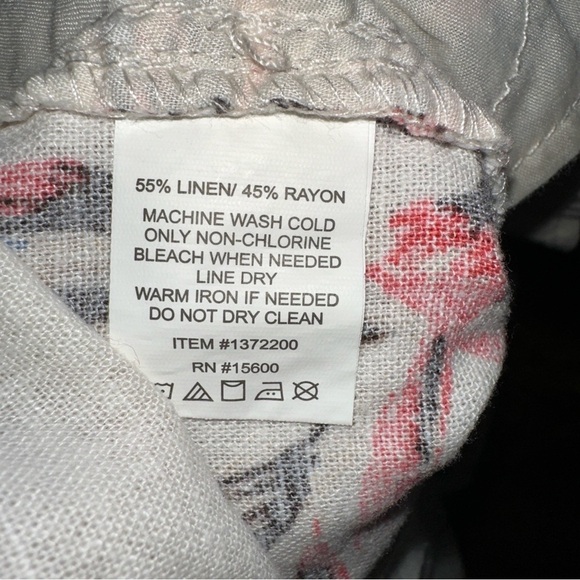 Briggs Pants Womens 3X Beige Multicolor Floral Pull On Linen Blend Wide Leg NWT - Picture 6 of 9